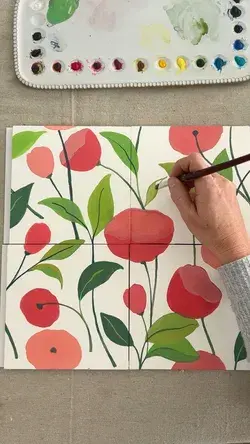Hand painted floral repeat pattern for surface design