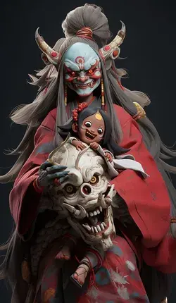 Futakuchi-onna, evil japaneese yokai  rtwork