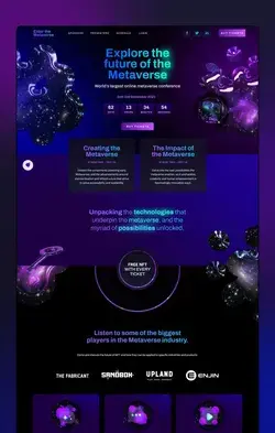 Enter The Metaverse - Event website - desktop UI by Ben Kokolas