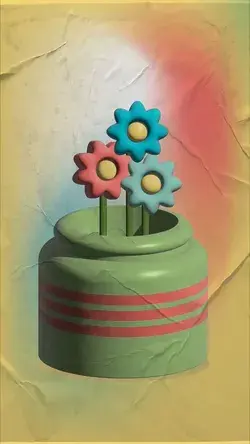 3d design adobe illustrator flower vase design.