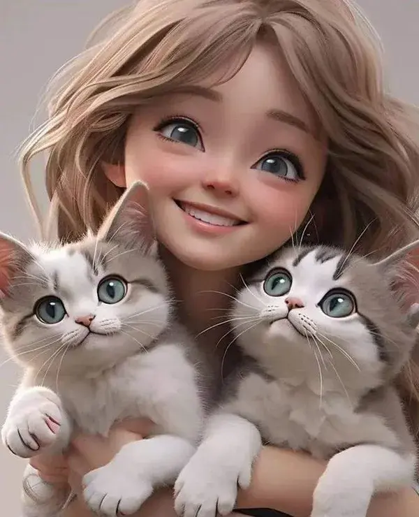 Adorable Girl and Cats Artwork | Eureka Cat Supplies Amazon US | Eureka Pet Shop Amazon US