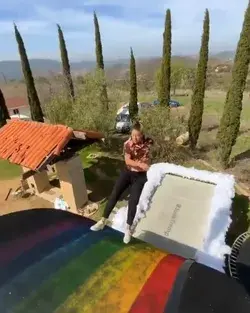 How amazing is this rainbow trampoline