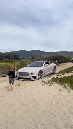 Bentley stranded in Malibu Beach sand for 5 hours following cover shoot 📸 😬⁠ ⁠ Video @sashabelair_