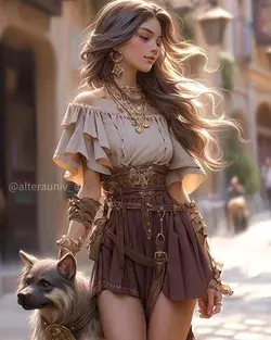 Tatiana Stone on Instagram: &quot;Roman Girl with a dog
🩶🩶🩶
People always had pets, dogs and cats and different kind of animals.
What pet do you have?

#dogs #pets #romangirl 
#ancient #dog #ai #aiart 
#artgallery #midjourneyai 
#artist&quot;