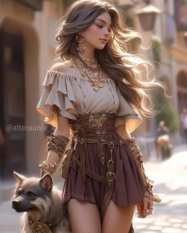 Tatiana Stone on Instagram: &quot;Roman Girl with a dog
🩶🩶🩶
People always had pets, dogs and cats and different kind of animals.
What pet do you have?

#dogs #pets #romangirl 
#ancient #dog #ai #aiart 
#artgallery #midjourneyai 
#artist&quot;