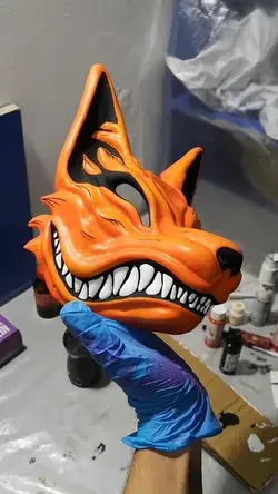 Naruto Kurama mask, Handmade Japanese Kitsune fox full face mask!