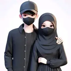 Cartoon Cute Muslim Couple