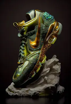 Nike Air shoe green amethyst and gold