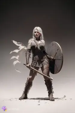 3D Viking Heroine: Power and Intensity