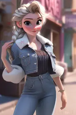 Modern Elsa, wearing jeans, Disney Princess