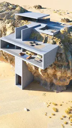 House inside a rock designed by Amey Kandalgaonkar