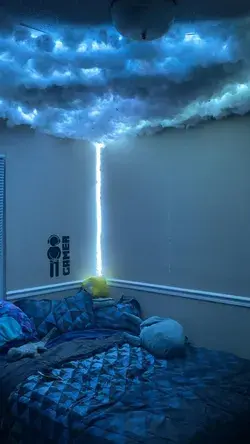 Process of the cloud ceiling and redecorating my sons room