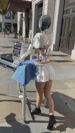 Robot helping human.