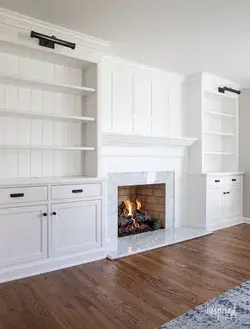 Modern, white, farmhouse fireplace