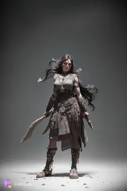 Viking Heroine in 3D: Strength and Fierce Gaze