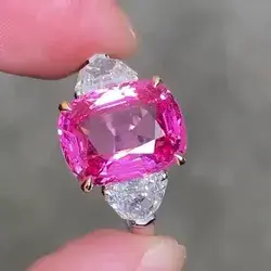 Neon pink spinel ring