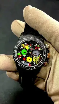 Rolex DiW NTPT Carbon Daytona "MOTLEY 2 UNIQUE" Multi-Color Dial & Counter Watch