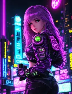 Anime Girl in Neon City
