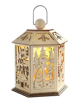 WeRChristmas Pre-Lit Wooden Lantern Christmas Decoration with Warm LED Lights, 20 cm - White : Amazon.co.uk: Home &amp; Kitchen