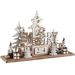 WeRChristmas Wooden Christmas Scene Advent Calendar Decoration, Wood, 21 cm - Multi-Colour : Amazon.co.uk: Home &amp; Kitchen