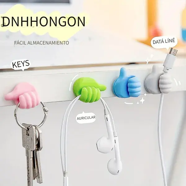 1pc/10pcs, Thumb Shape Hook Seamless Sticky Hook Key Small Sticky Hook Data Line Storage Hub