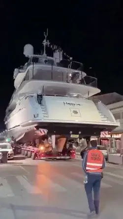 Night operations in Viareggio, Italy. This is the 132ft (40m)