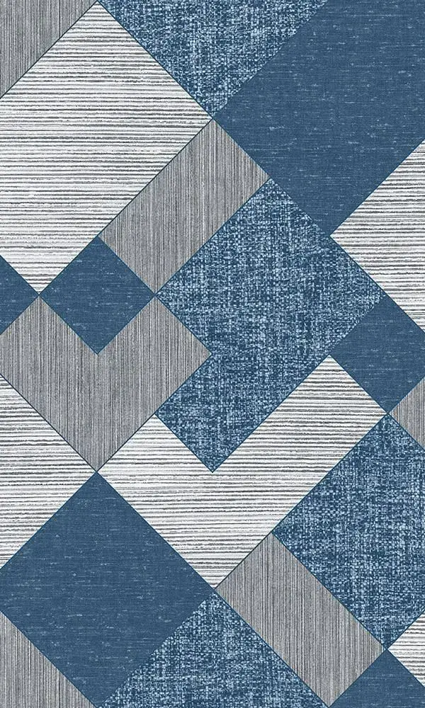 Blue Geometric Patchwork Geometric Wallpaper R6311 - Base