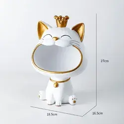 Lucky Cat Statue Sculpture - White