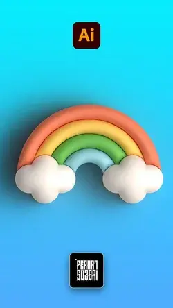 3D Rainbow Cloud #illustratortutorial #3d