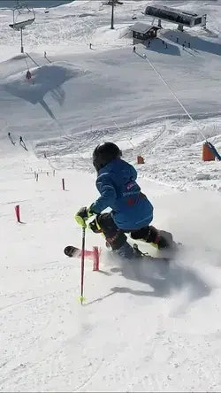 Young kis ski racing in Switzerland January 2021