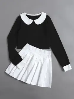 Is That The New Peter Pan Collar Top &amp; Pleated Skirt ??| ROMWE USA