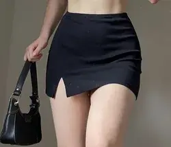 Black Mini Skirt Summer Solid Split Save -10% OFF