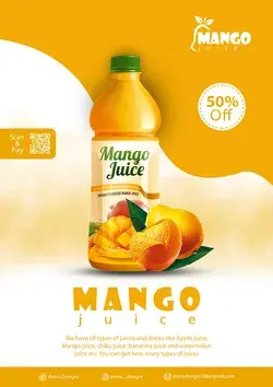 Mango juice advertisement poster design idea.