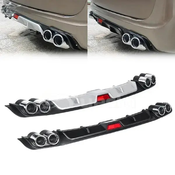 Auto Accessories Car Universal Rear Bumper Diffuser Lip With Exhaust Tip Abs Plastic Black Silver Rear Bumper Lip Diffuser - Buy 118cm And 129cm,Rear Bumper Lip,Diffuser Product on Alibaba.com