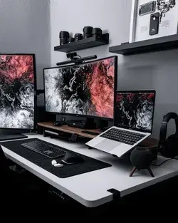 Moody Black and White Desk Setup