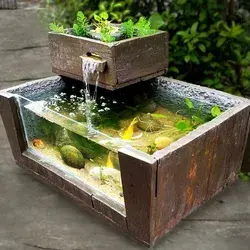 Recycle wood and table into an amazing waterfall aquarium - creative and spontaneous