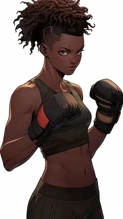 Dark Skin Cage Fighter - Athletic Girl Boss
