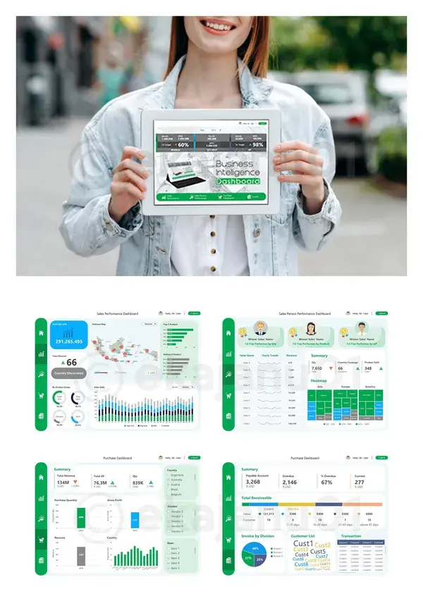 Sales Management Dashboard - Green, Clear