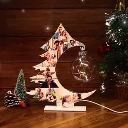 Personalized Christmas Tree Photo Collage Night Light