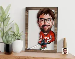 Personalized 3D Wooden Cartooned Hockey Player Wall Art, Custom Cartoon Portrait, Home Decor, Birthday Gift, Christmas, Anniversary Gift