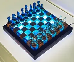 Handmade Gift Epoxy Chess Set Wood Chess Set Resin Chess Set