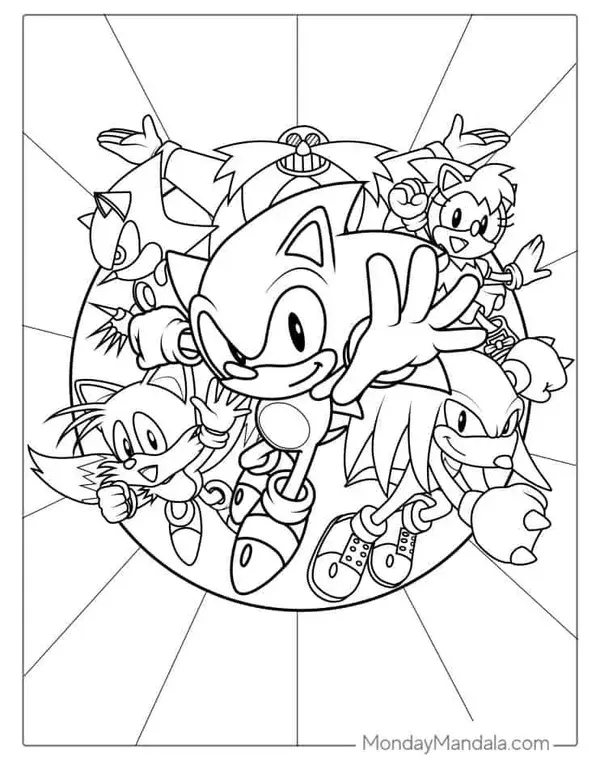 Sonic And Friends Coloring Page (Sonic Coloring Pages)