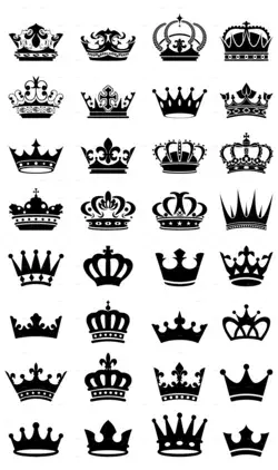 32 Royal Black Crowns, Vectors | GraphicRiver