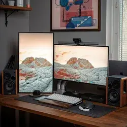 Modern set up with sleek speakers