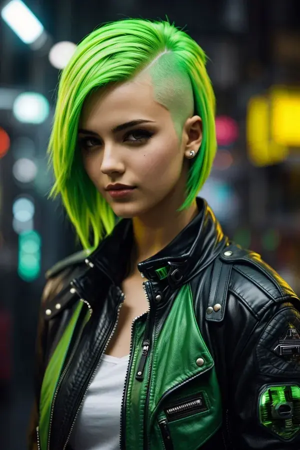 women with lime green hair