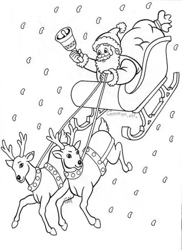 Santa coloring book page for kids