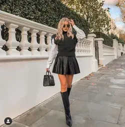 Leather skirt outfit