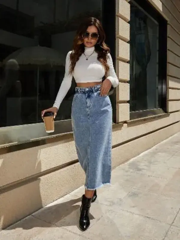 Long Skirt Outfits | Denim Skirt | Long Skirts