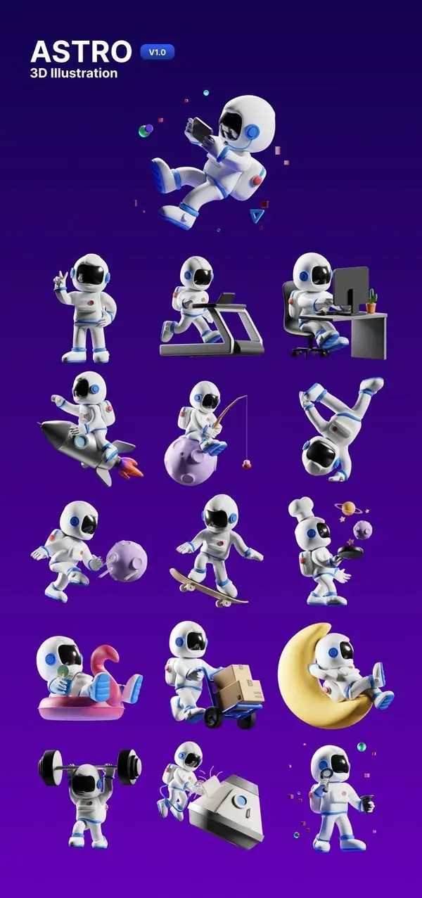 Astro Activities 3D Illustration