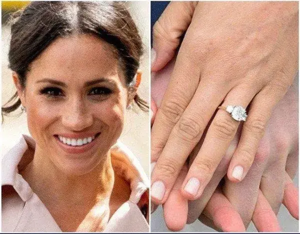 Replica Engagement Ring, American Princess Twotone trilogy ring, Meghan Markle, Three Diamond Ring, Royal Wedding Ring, Moissanite ring Gift